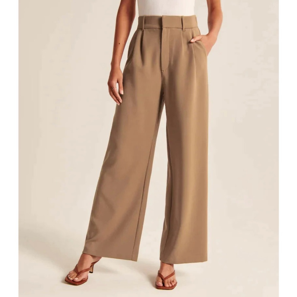 Elegant Tan Wide-Leg Women's Pants
